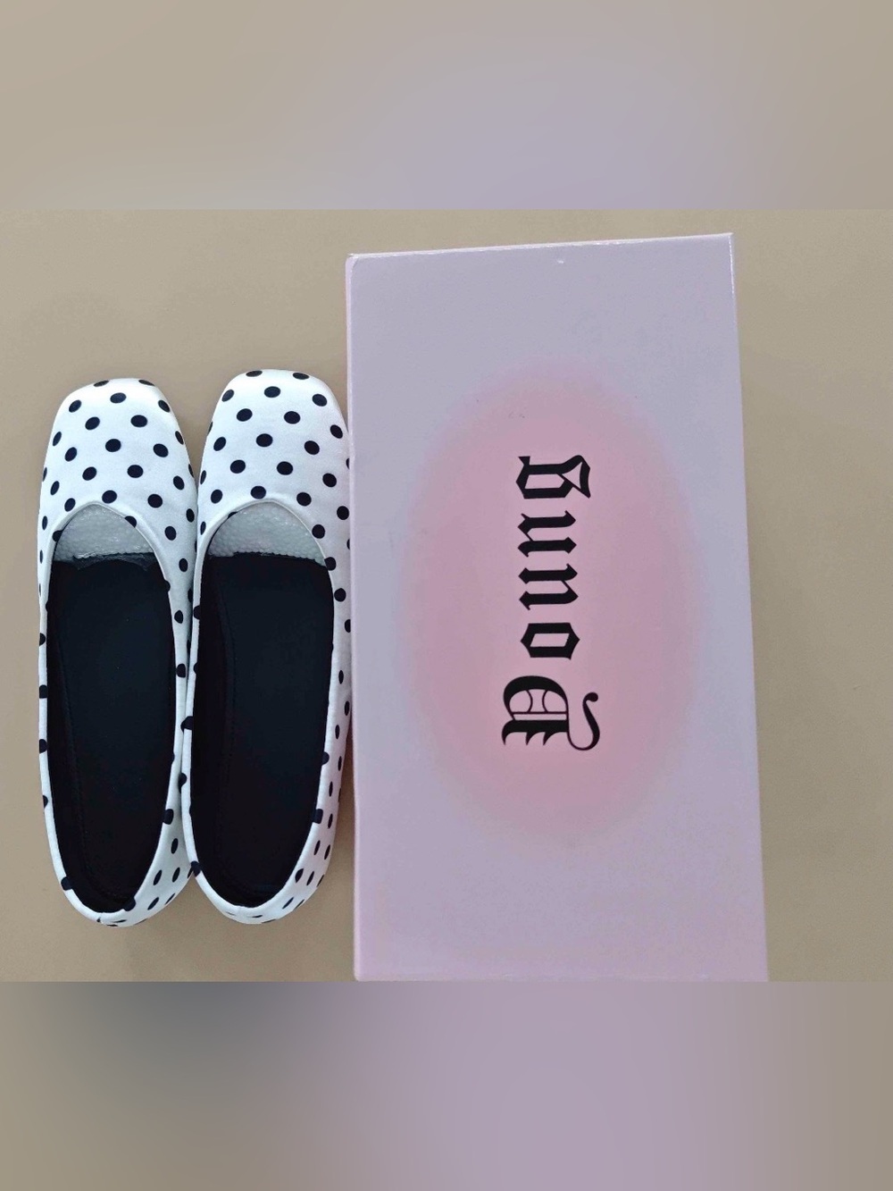 Sheepskin leather Polka Dot Ballet Flats — Black & White Women's Loafers